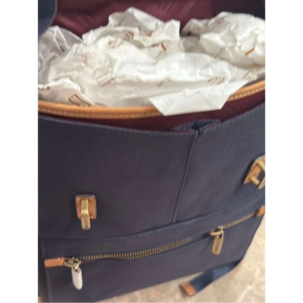 Hartmann Classic Navy Canvas Backpack  Trim Classic Navy Canvas Tan Leather Trim